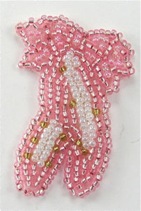 Ballet Slippers Pink and White Beads 2" x 1.5"