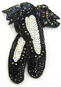 Ballet Slippers with Moonlite Gold Sequins And beads 5" x 4" - Sequinappliques.com