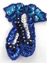 Load image into Gallery viewer, Ballet Slippers with Turquoise and Blue Sequins and Beads 3&quot; x 2&quot; - Sequinappliques.com