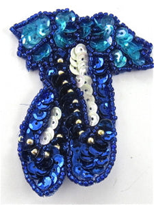 Ballet Slippers with Turquoise and Blue Sequins and Beads 3" x 2" - Sequinappliques.com