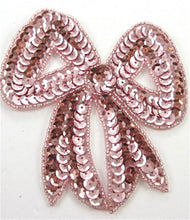 Load image into Gallery viewer, Bow with Pink Sequins and Beads 4.5&quot; x 4&quot;