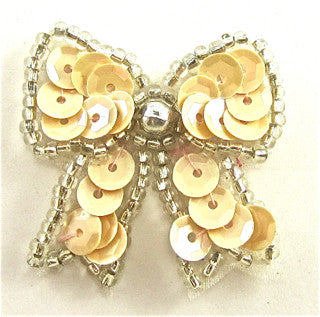 Bow Yellow Gold with Silver Beaded Trim