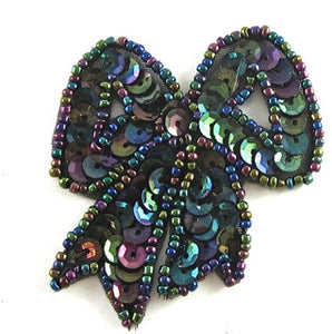 Bow with Moonlite Sequins and Beads, 2.5" x 2"