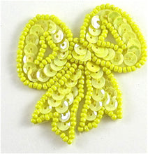 Load image into Gallery viewer, Bow with Yellow Sequins and Beads 2&quot; x 2&quot;