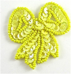 Bow with Yellow Sequins and Beads 2" x 2"