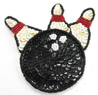 Bowling Ball with Pins 4" x 4"