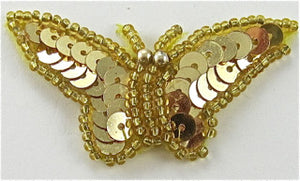 Butterfly Gold Sequins and Beads 2" x 1"