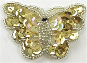 Butterfly Gold Silver Iridescent Sequins and Beads 1.5" x 2.25"