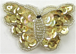 Butterfly Gold Silver Iridescent Sequins and Beads 1.5