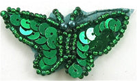 Butterfly with Green Sequins and Beads 2