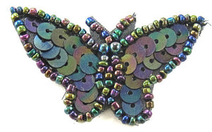 Butterfly with Moonlight Sequins and Beads 1" x 2"