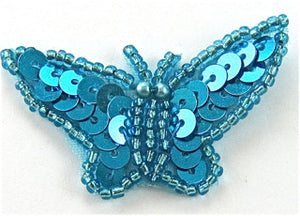Butterfly Turquoise Sequins and Beads 1" x 2"