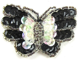 Butterfly with Clear Iridescent and Black Sequins 1.5