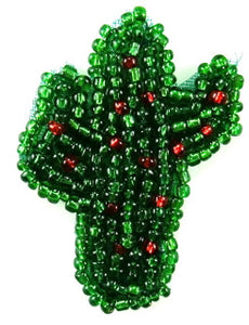 Cactus with Green and Red Beads 1.5" x 1.25"