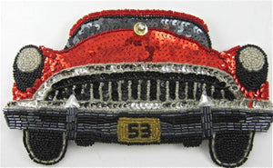 Car 1953 Buick Red Black Sequins and Beads and Rhinestone 4.5" x 7"