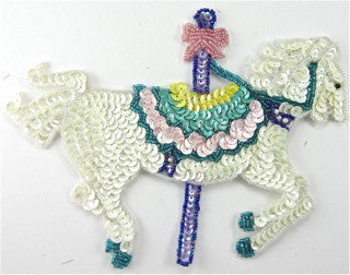Carousel Horse Sequin Beaded 7.5" x 5"