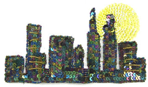 City Applique with Moonlite Sequins and Sun 4" x 7"