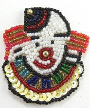 Load image into Gallery viewer, Clown White Beaded Face 2&quot; x 2&quot;
