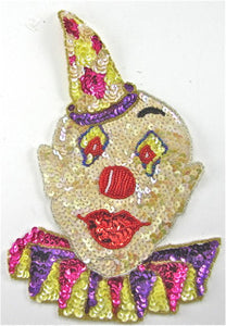 Clown Large with MultiColored Sequins and Beads 9.5" x 6.5"