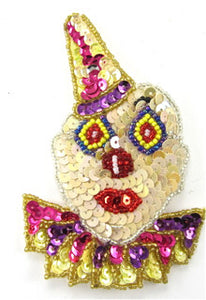 Clown with MultiColored Sequins and Beads 4.25" x 3"
