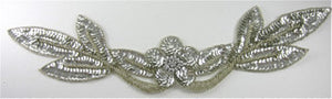 Collar Applique all Silver Sequins and Beads 17" x 4"