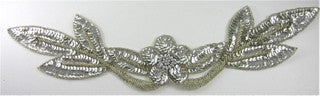 Collar Applique all Silver Sequins and Beads 17