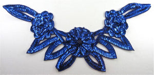Flower Collar with Royal Blue Sequins and Beads 8" x 16.5"