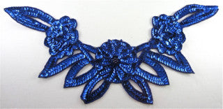 Flower Collar with Royal Blue Sequins and Beads 8