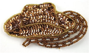 Cowboy Hat with Bronze and White Sequins and Beads 2.5" x 4"