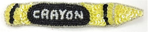 Crayon Yellow Black Sequins and Beads 1" x 5.5"