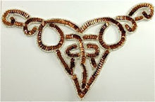 Load image into Gallery viewer, Designer Motif Neckline with Bronze Sequins and Silver Beads 10.5&quot; x 5&quot;