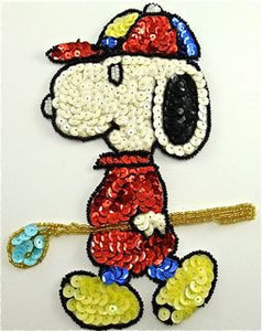 Snoopy Dog with Golf Club and Baseball Cap 5" x 7.5"