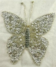 Load image into Gallery viewer, Butterfly with Silver Sequins and AB Eyes 6.5&quot; x 6.5&quot;