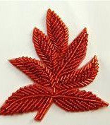 Red Beaded Leaf 3.25" x 4"