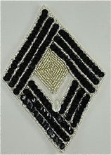 Load image into Gallery viewer, Design Motif Diamond with Silver and Black Sequins and Beads 4&quot; x 6&quot;