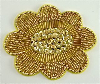 Flower with Gold Beads and Sequin Center 4