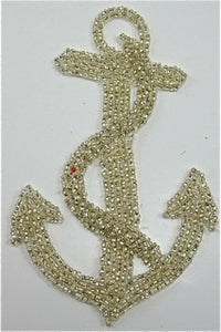 Anchor with Vintage Silver Beads Vintage Product 5.5" x 3" - Sequinappliques.com