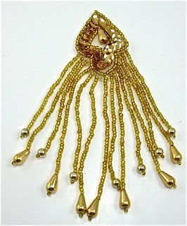 Epaulet with Gold Sequins and Beads 5" x 1.5"