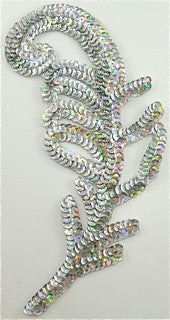 Leaf on Vine with Silver Spotlite Sequins 8.5" x 4"