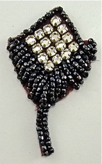 Designer Motif Charcoal with Rhinestone 2.25" X 1.5".