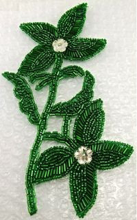 Flower with Green Beads and Stone 8" x 4"