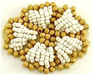 Flower with White and Wood Tan Beads 2" x 1.5"