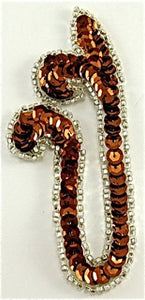 Designer Motif with Bronze Sequins and Silver Beads 4.5" X 1.75".