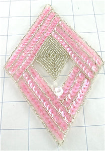 Designer Motif Diamond with Pink Sequins and Beads 6" x 4"