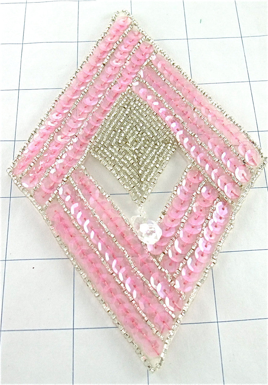 Designer Motif Diamond with Pink Sequins and Beads 6