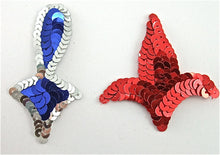Load image into Gallery viewer, Designer Motif with Blue Red Silver Sequins 2&quot; x 2&quot;