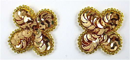 Flower Gold Pair 1.5" x 1.5"
