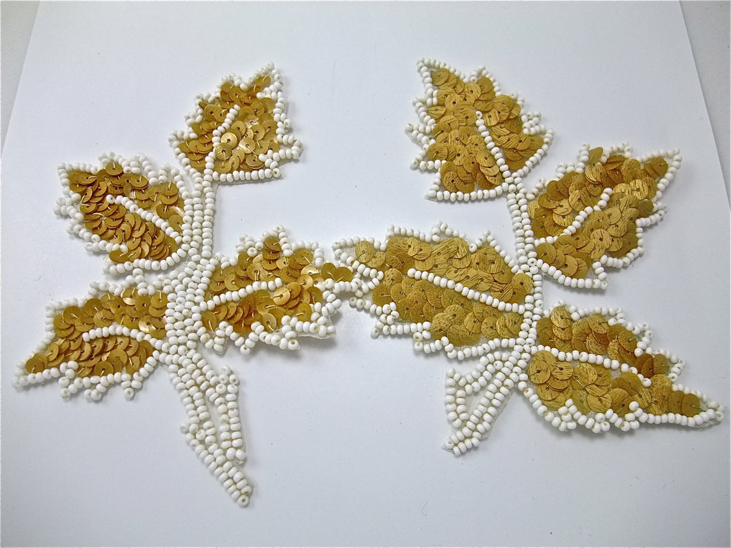 Leaf Pair with Tan Wood Small Sequins and Beads 5