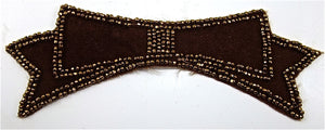 Bow Dark Brown Velvet Bow with Bronze Beads Handmade 6' x 2"