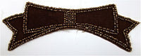 Bow Dark Brown Velvet Bow with Bronze Beads Handmade 6' x 2